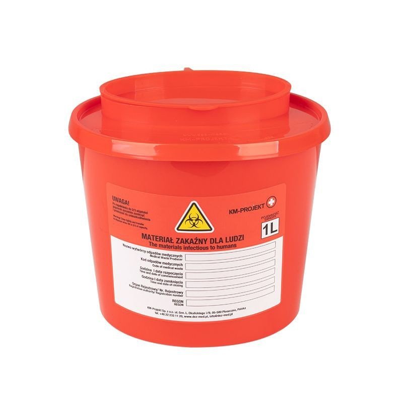 AV POJEMNIK NA ODPADY MEDYCZNE 1,0 L CZERWONY - daermes.com