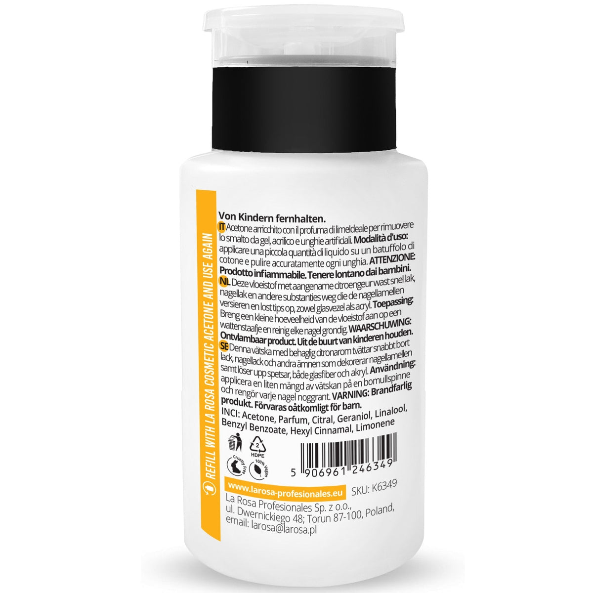 La Rosa Aceton Pump190 ml. - daermes.com