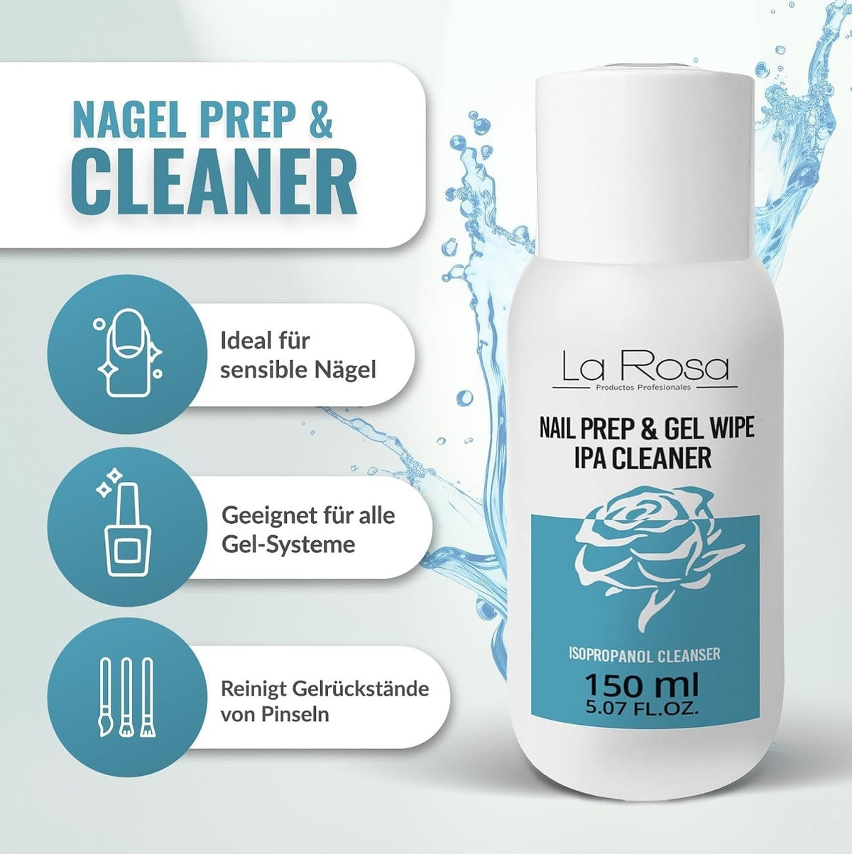 La Rosa Nail Prep & Gel Wipe Ipa Cleaner 150 ml. - daermes.com