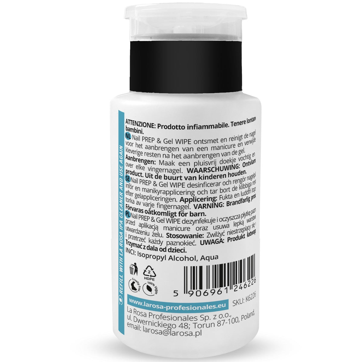 La Rosa Nail Prep & Gel Wipe Ipa Cleaner 190 ml. - daermes.com