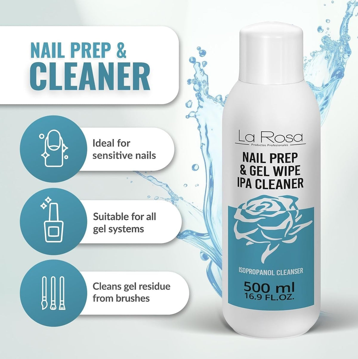 La Rosa Nail Prep & Gel Wipe Ipa Cleaner 500 ml. - daermes.com