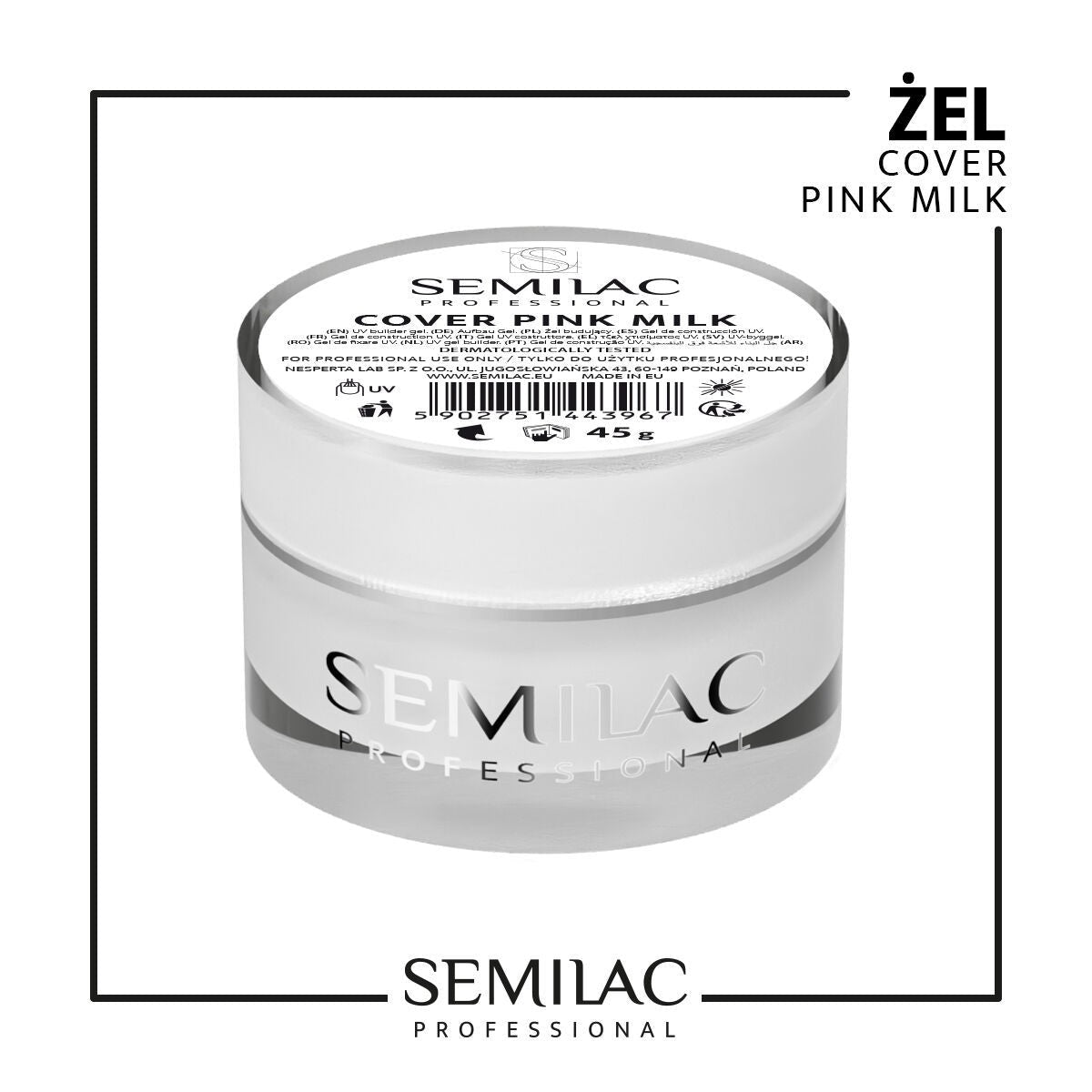 SEMILAC PROF.ŻEL BUILDER GEL COVER PINK MILK 45G - daermes.com
