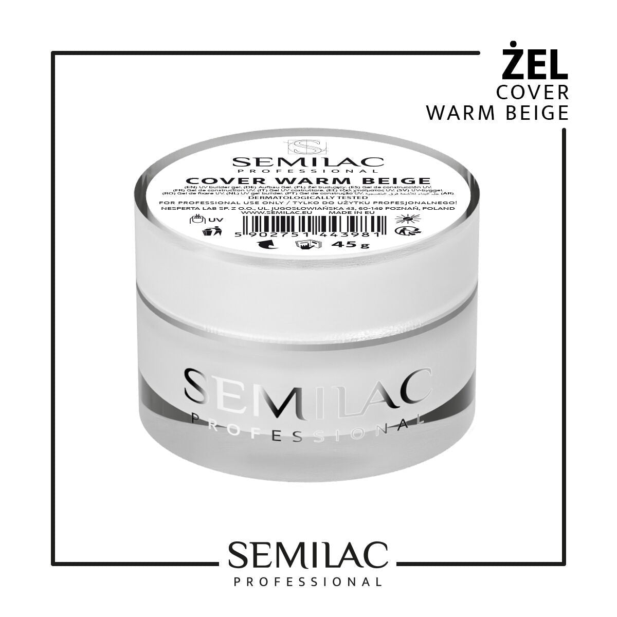 SEMILAC PROF.ŻEL BUILDER GEL COVER WARM BEIGE 45G - daermes.com