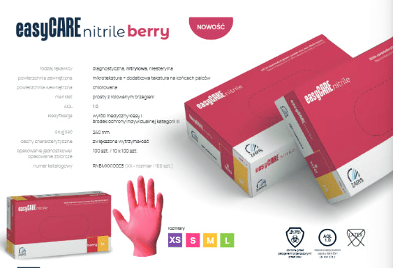 Zarys Rękawice Nitrylowe Rozmiar XS 100 Szt. Malinowe - daermes.com